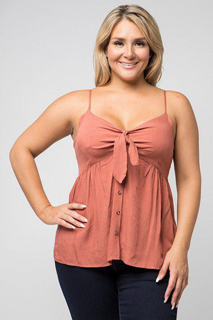 Image: Tie Front Babydoll Top Rust | Southern Sassy Boutique