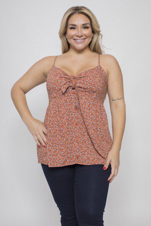 Image: Floral Print Babydoll Top Rust | Southern Sassy Boutique