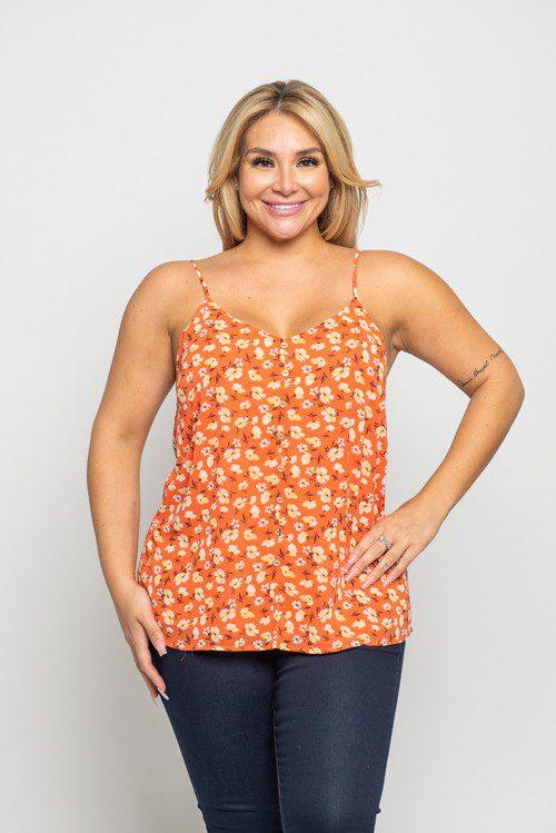 Image: Floral Print Cami Top Coral | Southern Sassy Boutique