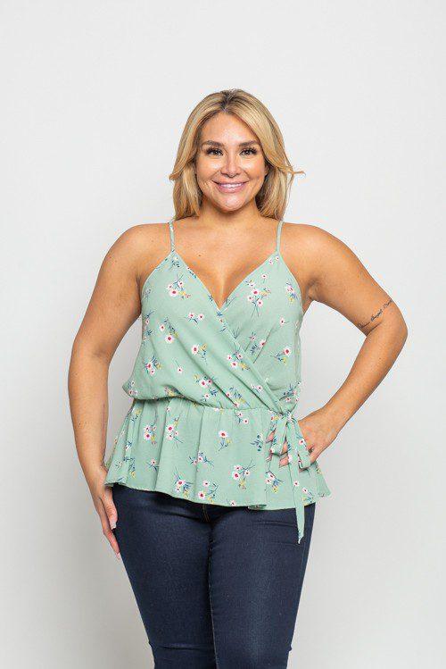 Image: Floral Surplice Top Sage | Southern Sassy Boutique