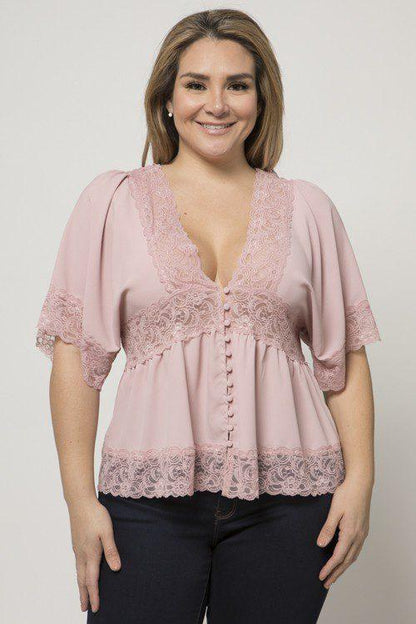 Image: Lace Trim Top Mauve | Southern Sassy Boutique