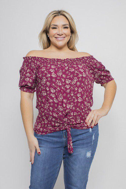 Image: Floral Print Top Burgundy | Southern Sassy Boutique