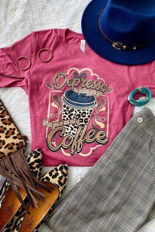 Image: Graphic Depresso T-shirt Heather Berry | Southern Sassy Boutique