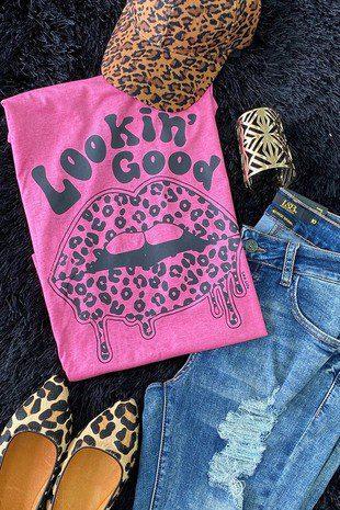 Image: Graphic Looking Good T-shirt Heather Berry | Southern Sassy Boutique