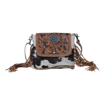 Myra Bag Hand Tooled and Cowhide Crossbody Bag