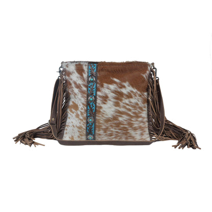 Myra Bag Azure Hand Tooled and Cowhide Bag