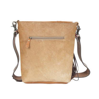 Myra Bag Cappuccino Hand Tooled and Cowhide Crossbody Bag