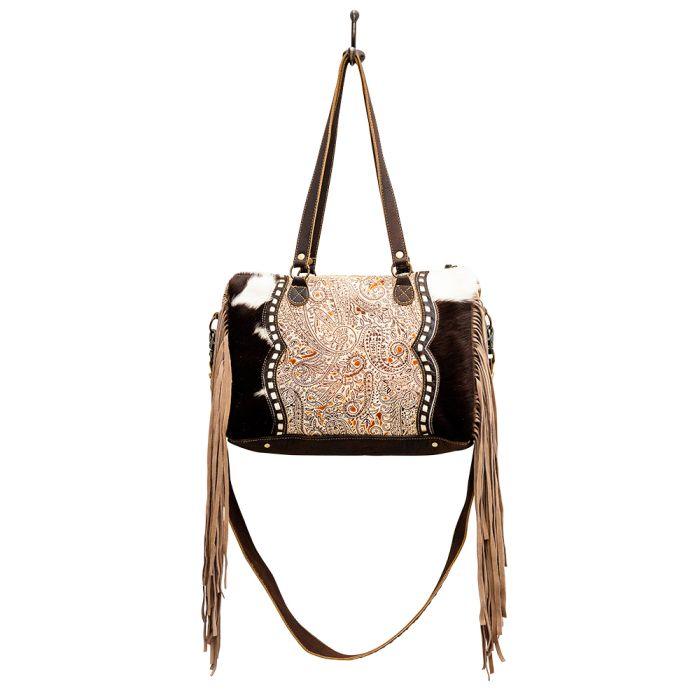 Myra Bag Rio Hand Tooled Leather Hairon Cowhide Tote Bag - Jackson's Western