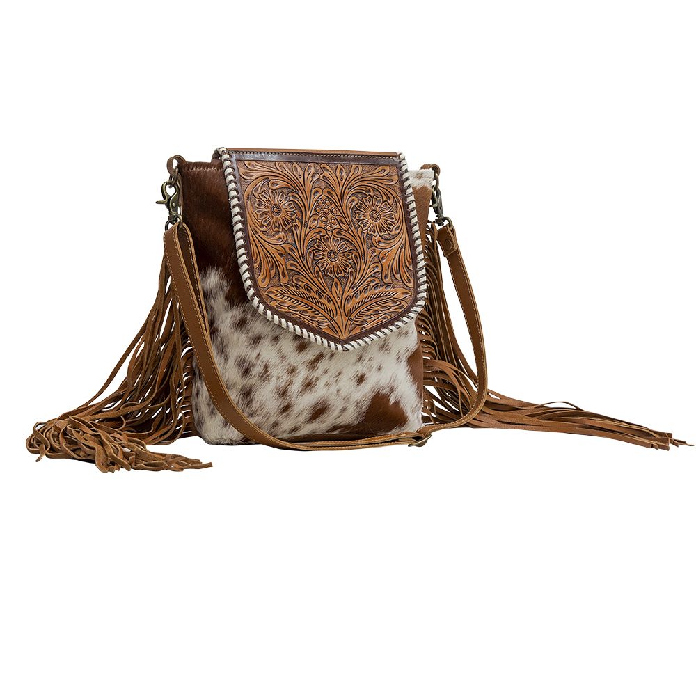 Myra Bag Squander Hand Tooled and Hair-On Bag